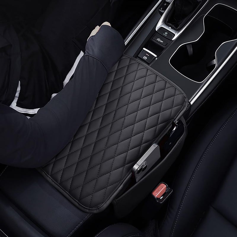 ESKONKE [Upgraded] Car Center Console Cover with 2 Storage Bags - Premium Nappa Leather Armrest Cover, Scratch & Wear Resistant, Waterproof Car Interior Accessories (Classic - Black) - Image 5